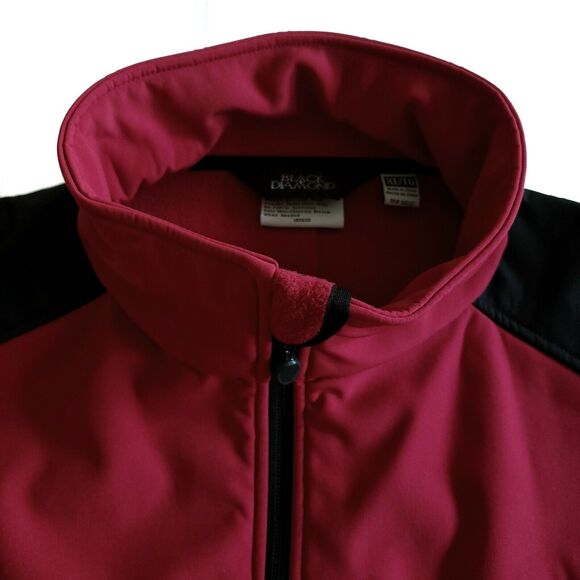 BLACK DIAMOND fleece lined full zip mock neck soft shell jacket red black Sz XL - Picture 6 of 9